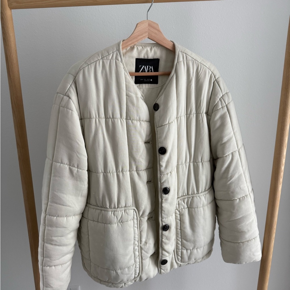 Zara Off-White Textured Jacket